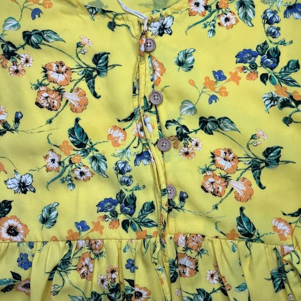 Yellow ditzy floral ruffle mini dress - Picture 6 of 11
